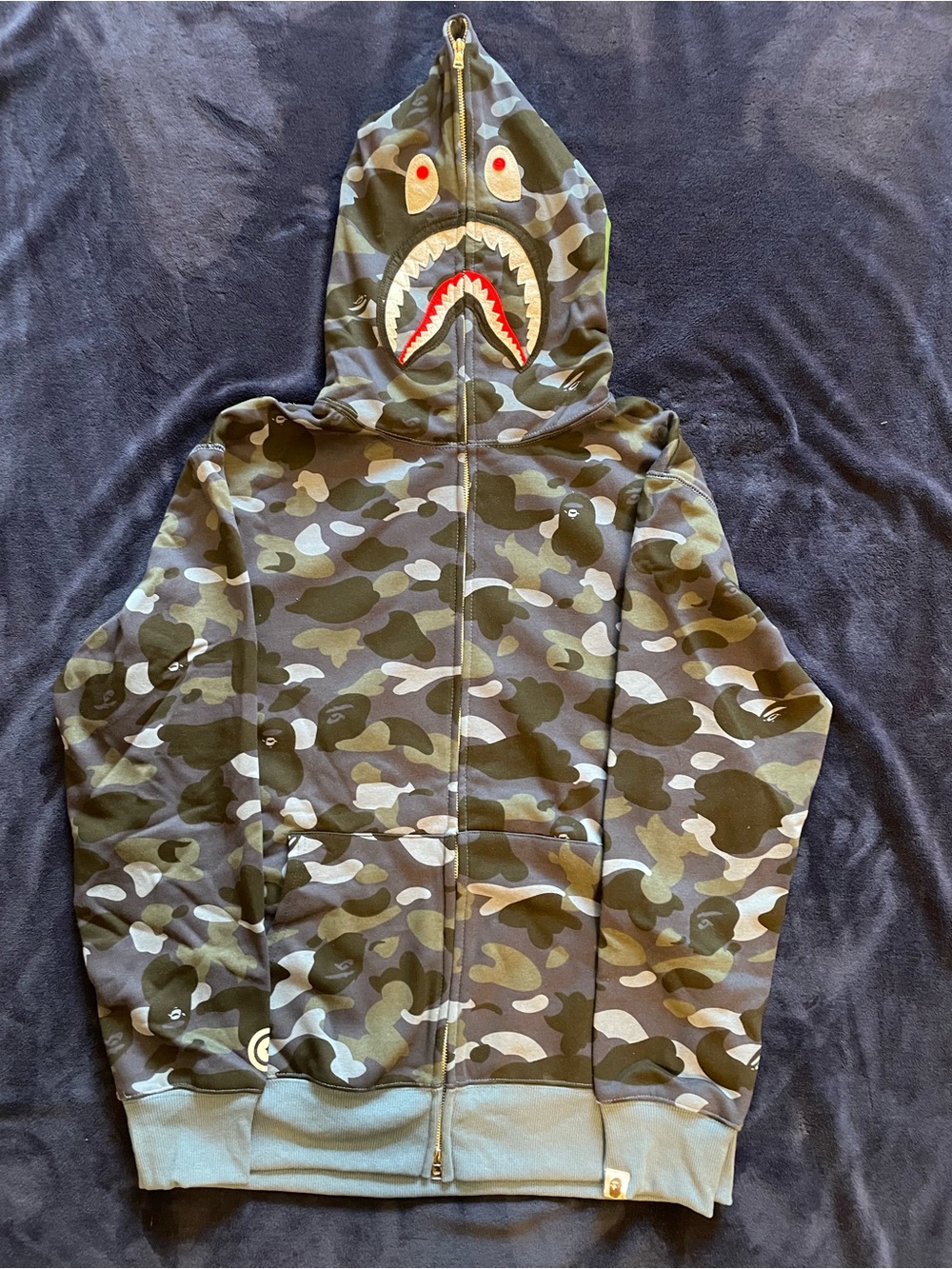 Bape Green Camo Shark Full-Zip Hoodie